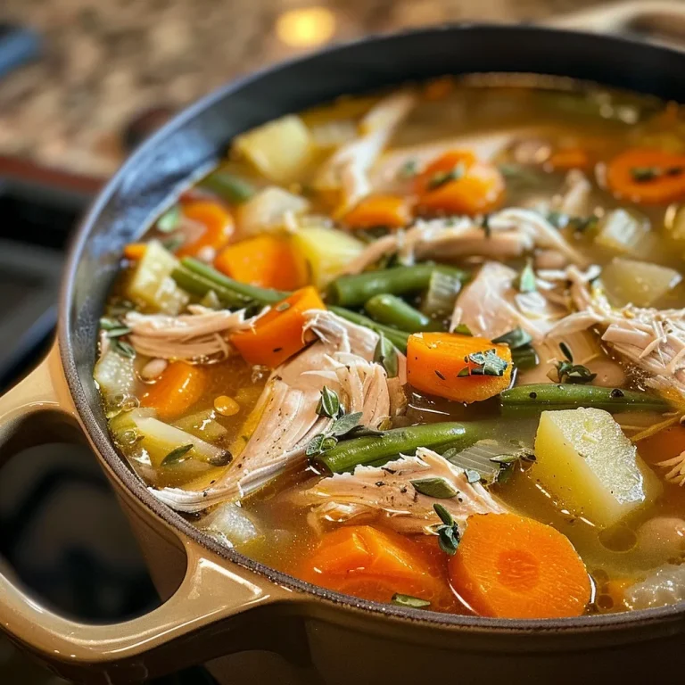 ['Close-up of a bowl filled with hearty turkey soup, showcasing tender meat and colorful vegetables.', 'Side view of a steaming bowl of turkey soup, featuring green beans and sweet potatoes.', 'Detailed shot of nourishing turkey soup with shredded meat, carrots, and celery pieces.', 'Delicious turkey soup in a bowl, highlighting its rich broth and fresh herbs.']