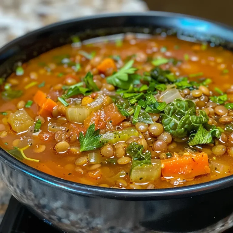 ['Close-up view of Mediterranean Lentil Soup in a bowl, featuring vibrant colors and texture.', 'A side view of hearty Mediterranean Lentil Soup with visible vegetables and lentils.', 'Bowl of Mediterranean Lentil Soup filled with colorful diced vegetables and herbs.', 'Rich Mediterranean Lentil Soup showcasing lentils and fresh greens against a wooden background.']