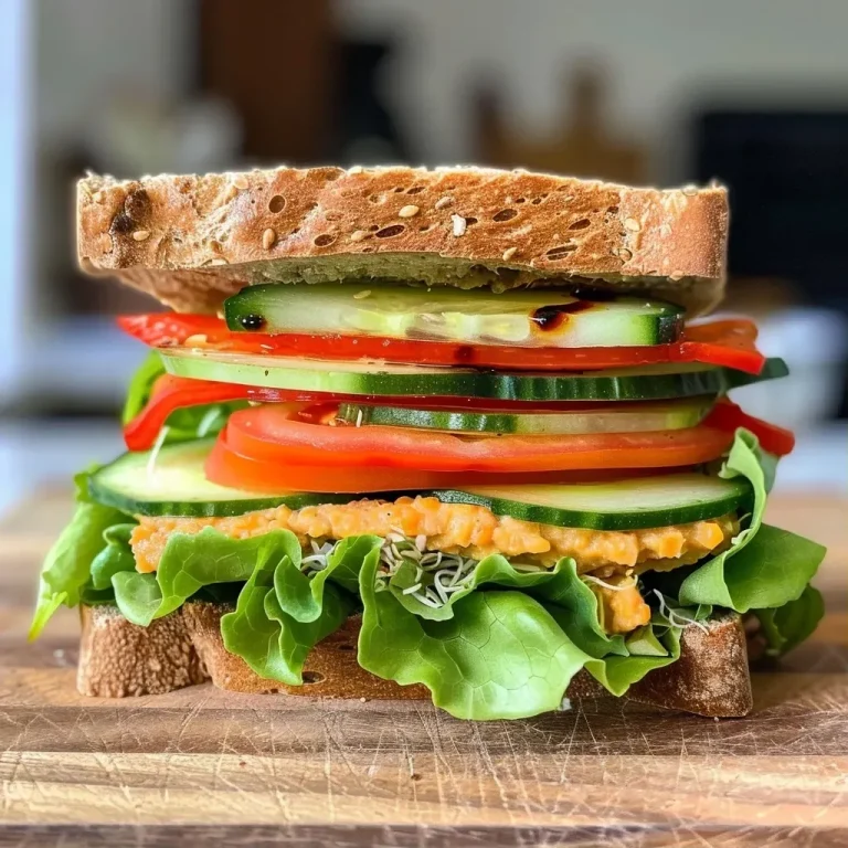 ['Close-up view of a Veggie Mediterranean Sandwich showcasing fresh ingredients.', 'Juicy Veggie Mediterranean Sandwich with vibrant vegetables and creamy cheese.', 'Side view of a colorful Mediterranean sandwich filled with greens and hummus.', 'Detail shot of a layered Veggie Mediterranean Sandwich on rustic bread.']