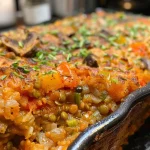 ['Close-up of a Very Veggie Lentil Bake with colorful vegetables, showing a golden cheesy top.', 'Side view of a hearty lentil bake, highlighting diced vegetables and a crispy crust.', 'Juicy slice of a veggie-packed lentil bake, featuring vibrant bell peppers and melted cheese.', 'Close-up of baked lentils with vegetables, showcasing a rich texture and appealing colors.']