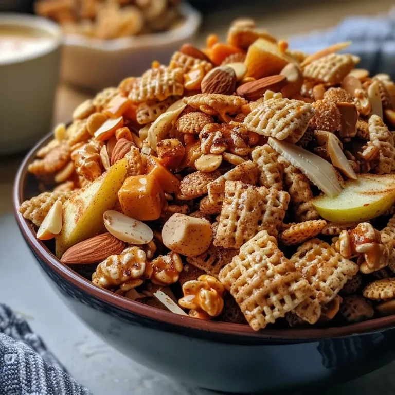 Delightful Crunch: Your Ultimate Air Fryer Caramel Apple Trail Mix Close-up view of Air Fryer Caramel Apple Trail Mix with a variety of ingredients.