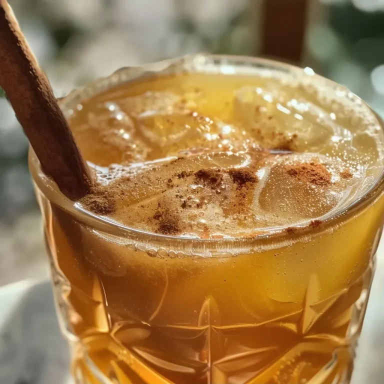 A Cozy Sip: Crafting the Perfect Apple Cider Mocktail Close-up view of a fresh Apple Cider Mocktail with spices.