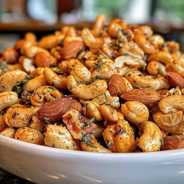 Snack Attack: Your New Favorite Buffalo Ranch Roasted Nuts Recipe Close-up view of mixed nuts coated in a spicy Buffalo ranch seasoning.