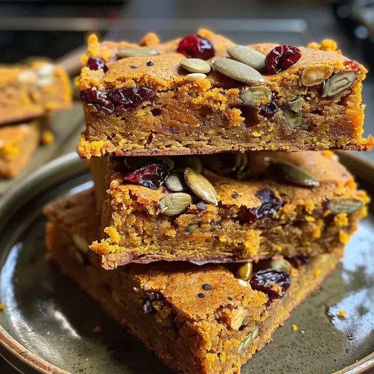 Delightfully Decadent Butternut Squash Blondies: A Sweet Twist on Comfort Food Close-up of golden-brown butternut squash blondies, showcasing a soft texture and hints of white chocolate chips.