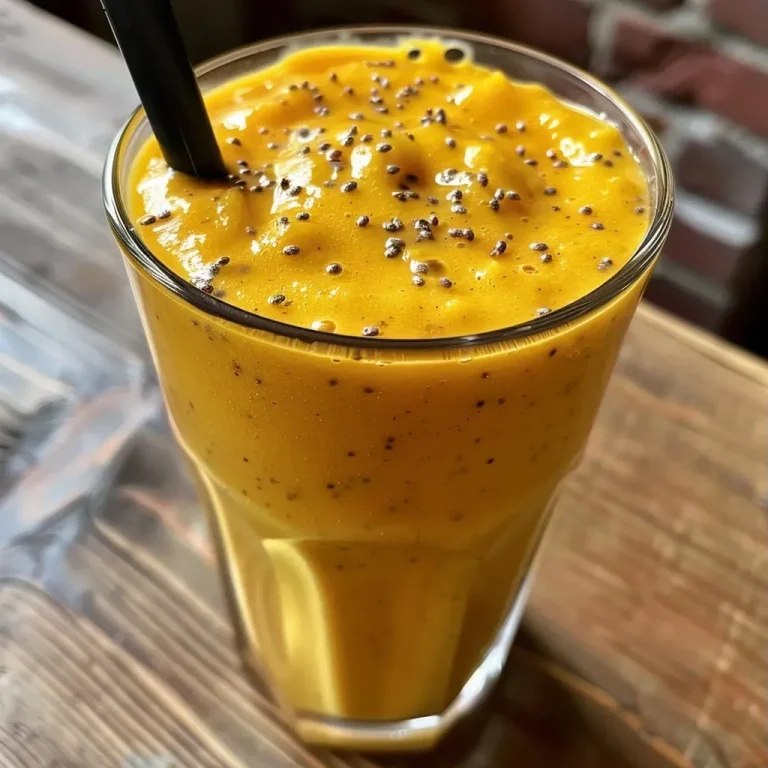 Revitalize Your Mornings with a Creamy Butternut Squash Turmeric Smoothie Close-up of a vibrant butternut squash turmeric smoothie in a glass.