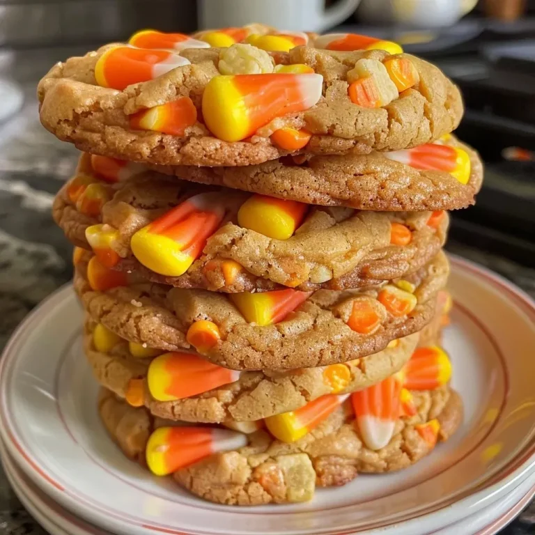 Close-up shot of colorful Candy Corn Crunch Cookies with a crunchy texture.