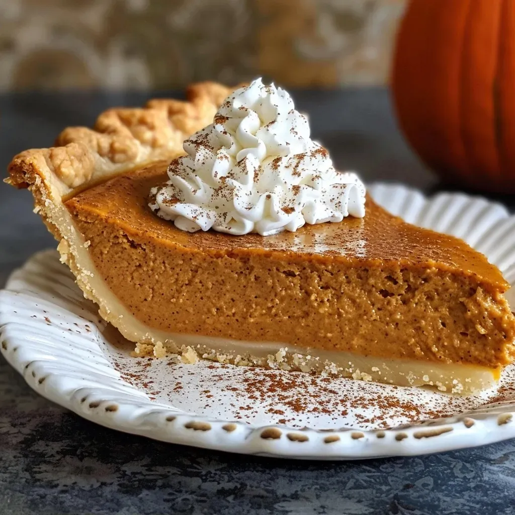 Side view of a delicious Chai Latte Pumpkin Pie showcasing its rich, spiced filling.