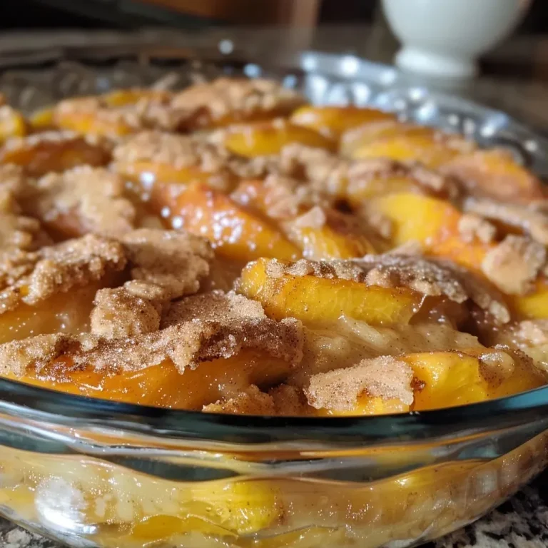 Embrace the Sweet Harmony of Chai Snickerdoodle Peach Cobbler Close-up view of a Chai Snickerdoodle Peach Cobbler, showing golden crust and juicy peach filling.