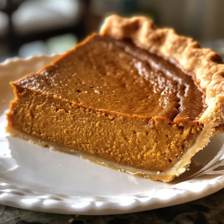 Elevate Your Fall Baking with Chai Spice Pumpkin Pie A side view close-up of a Chai Spice Pumpkin Pie on a plate.