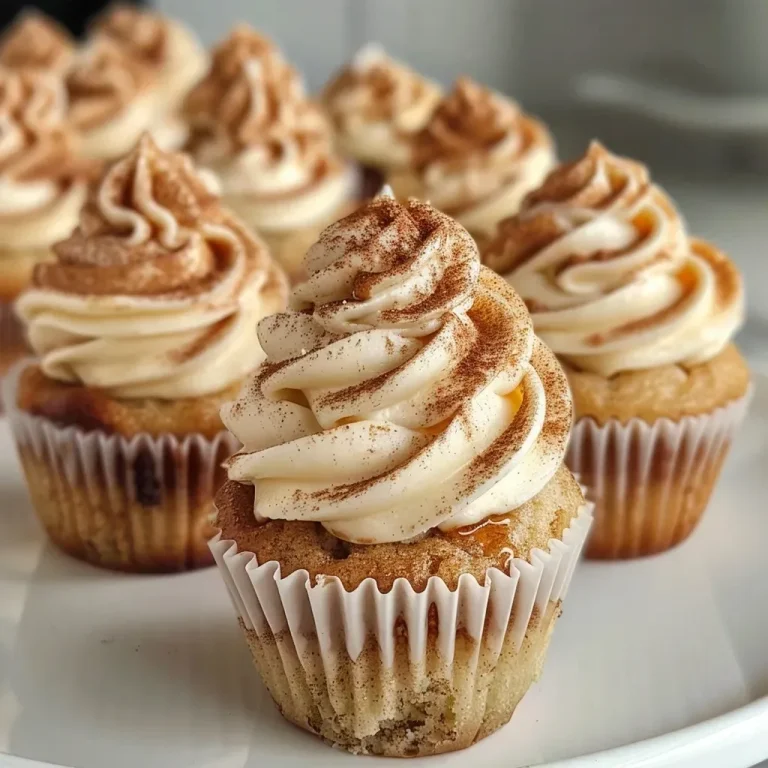 Deliciously Easy Cinnamon Roll Cupcakes for a Sweet Treat A close-up view of delectable cinnamon roll cupcakes with creamy frosting.