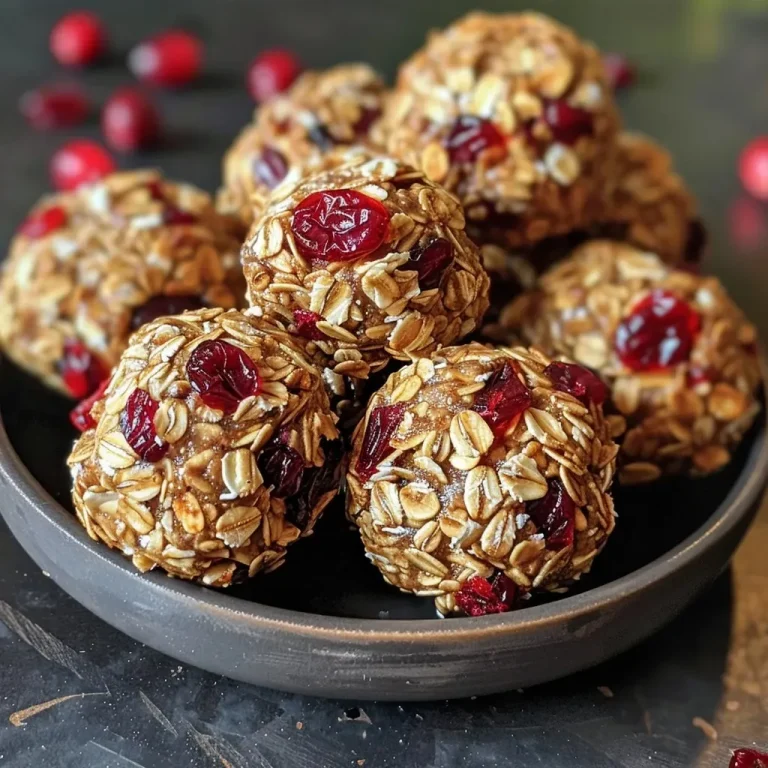 Close-up view of juicy Cranberry Orange Protein Bites with oats and cranberries.
