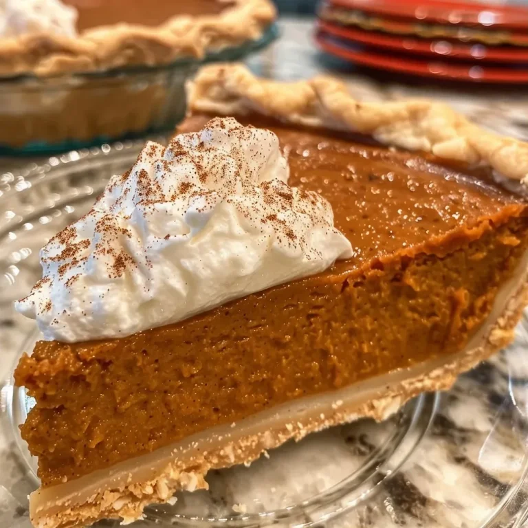 Close-up side view of a crustless pumpkin pie on a wooden surface.