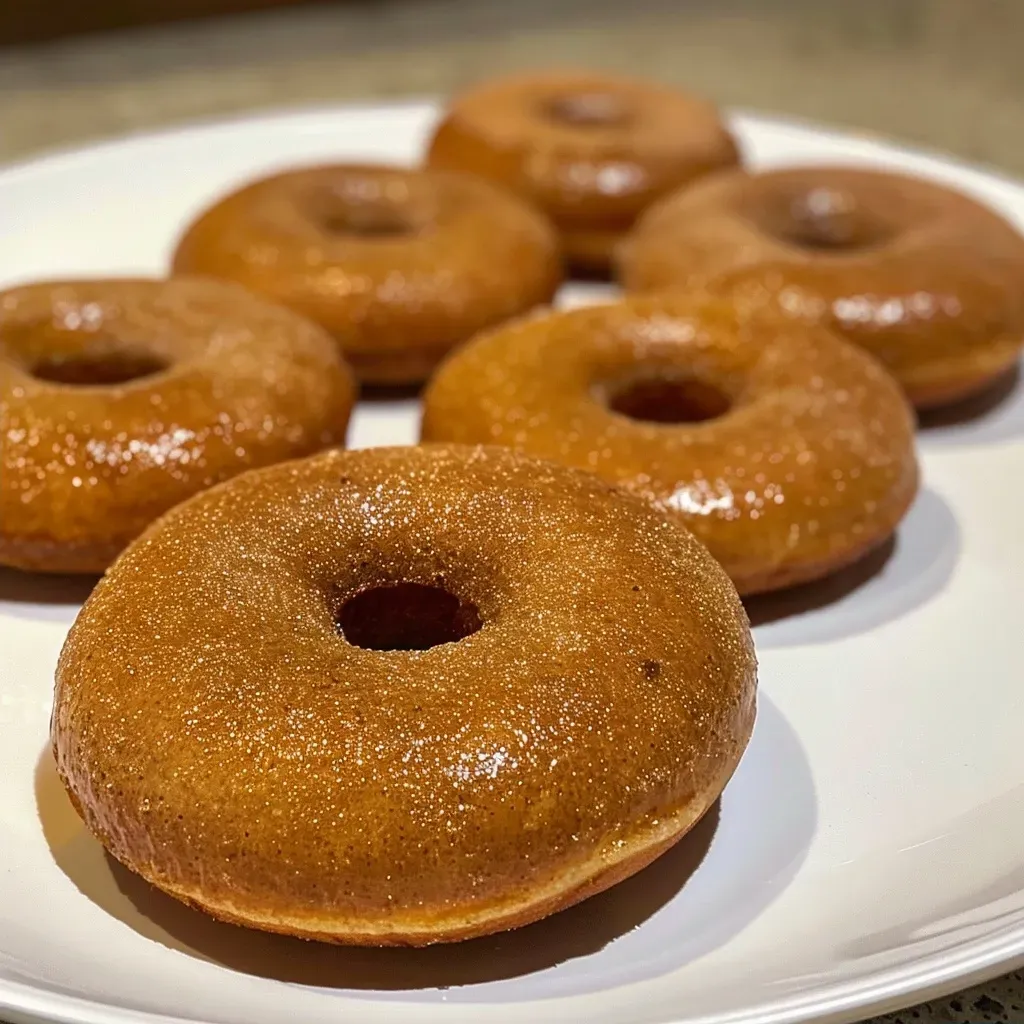 Side view of an Easy Air Fryer gingerbread donut with a rich brown color.