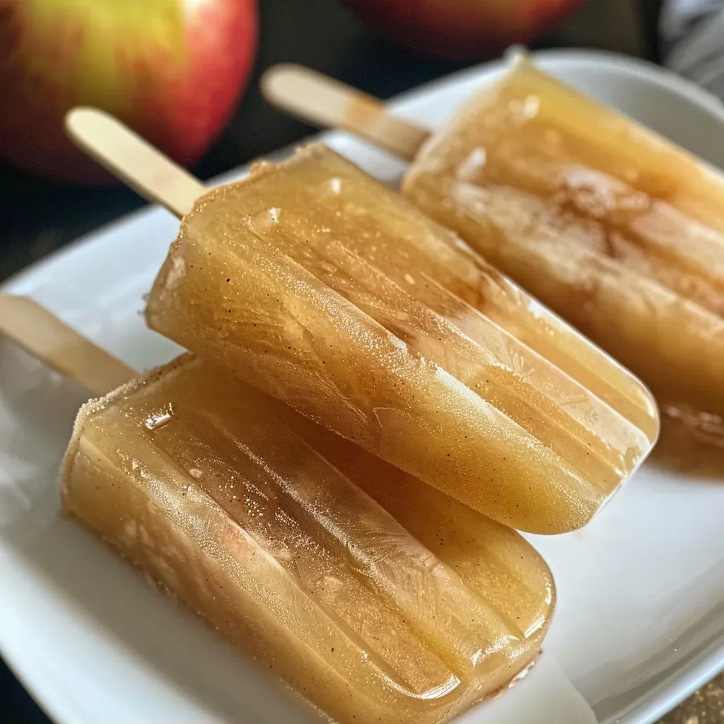 Juicy apple popsicle displayed sideways with a vibrant color.