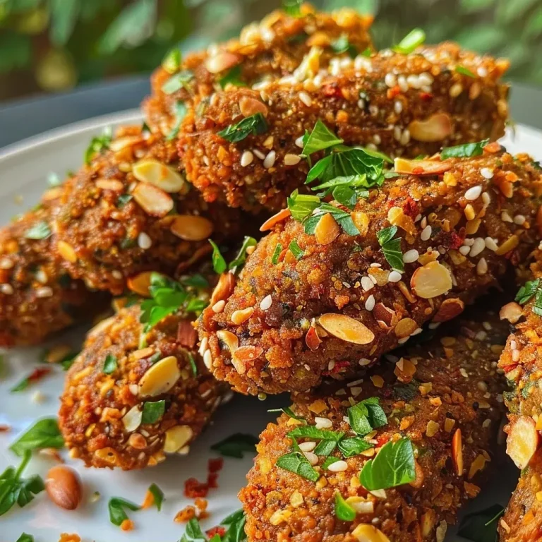 Spooky Deliciousness: Crafting Falafel Witch Fingers for a Fun Feast Close-up view of crispy falafel fingers coated in spices and served with hot sauce.