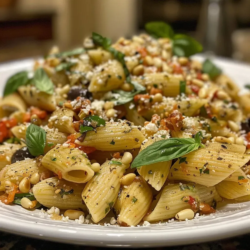 Juicy Frankenstein Pasta shells adorned with olives and cucumber, captured from the side.
