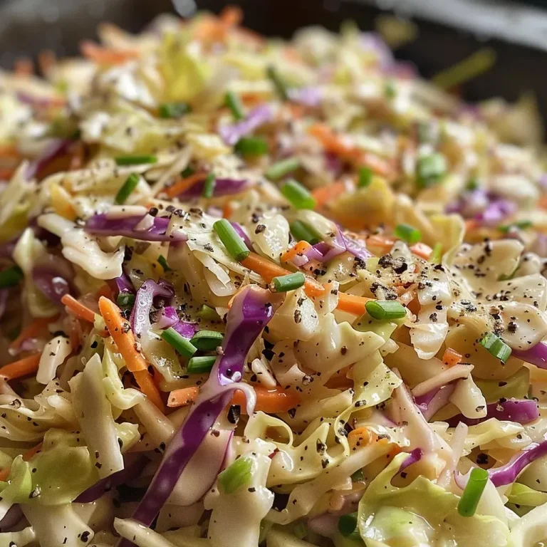 A close-up side view of a bowl filled with vibrant green German coleslaw.