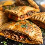 Close-up view of golden-brown Ghost Taco Hand Pies with visible filling.