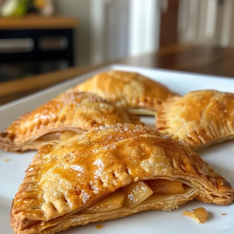 A close-up side view of a golden-brown Ginger Pear Hand Pie, showcasing its flaky crust.