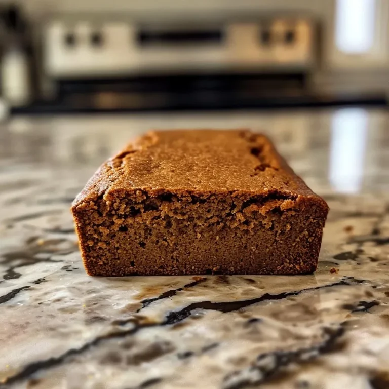 Baking Bliss: A Gingerbread Loaf That Warms the Heart A side view of a golden-brown gingerbread loaf with a textured surface.