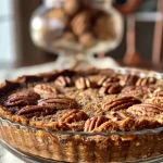 Close-up side view of a golden-brown gingerbread pie crust with a textured surface.