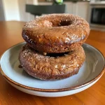Close-up side view of gingerbread protein donuts with a soft texture.