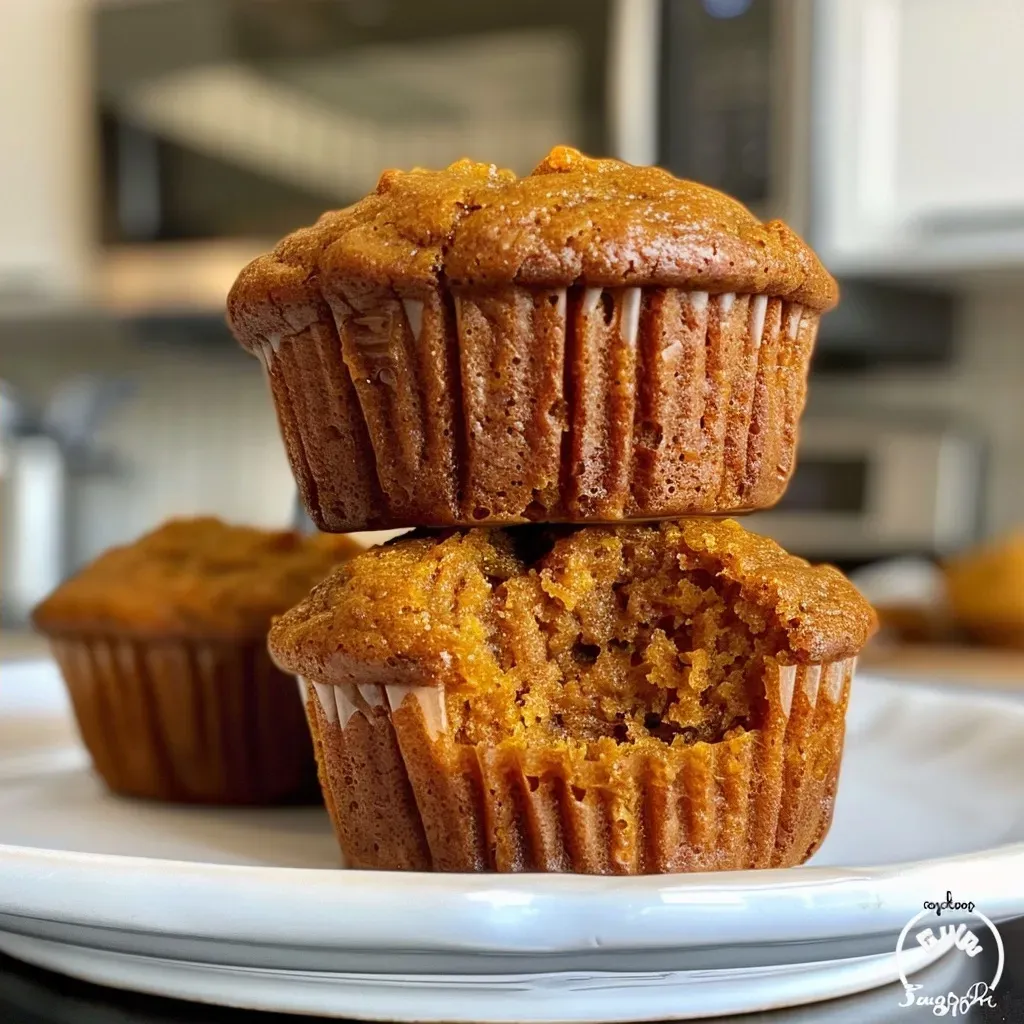 Side view of moist and fluffy gluten-free vegan muffins made with roasted butternut squash.