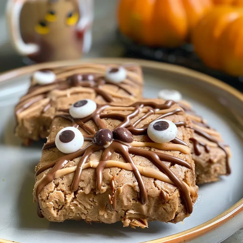 Side view of gluten-free vegan spider cookies with chocolate chip details.