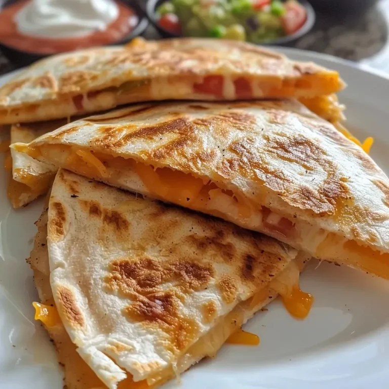 Close-up of Halloween-themed quesadillas filled with melted cheese, served with optional sides.