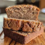 Close-up of Healthy Chai Banana Bread drizzled with cashew vanilla glaze.