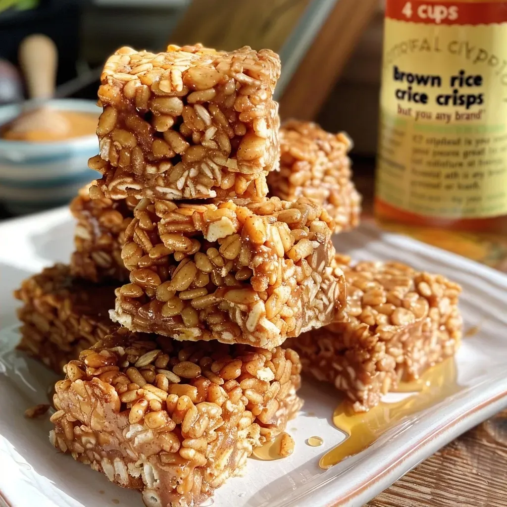 Side view of chewy rice crispy squares with ingredients visible.
