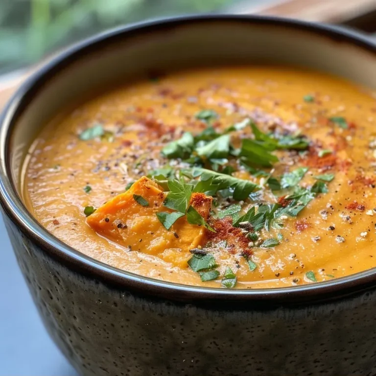 Nourishing Sweet Potato Soup: Your New Fall Favorite A creamy bowl of vibrant orange sweet potato soup garnished with fresh parsley.