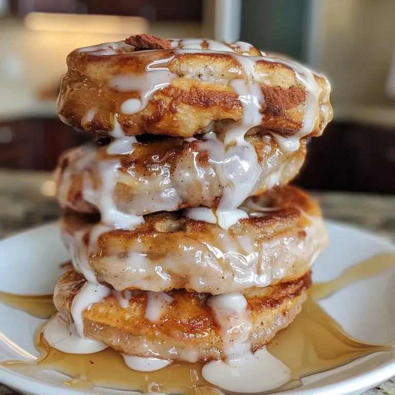 Close-up side view of a high protein cinnamon roll with a fluffy texture and rich frosting.