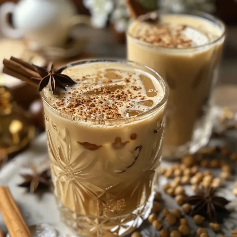 Chill Out with This Refreshing Iced Vanilla Chai Latte Recipe Close-up view of an iced vanilla chai latte in a clear glass with ice cubes.