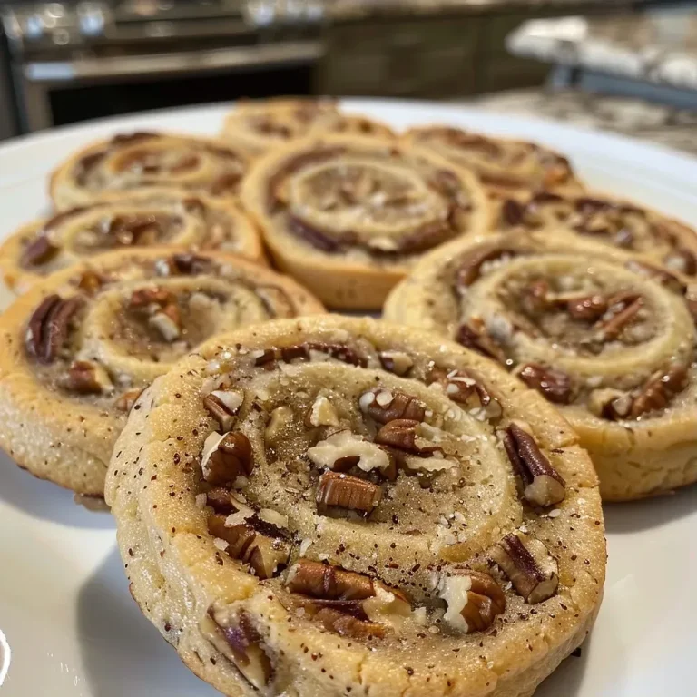 Delightful Keto Pecan Pinwheel Cookies That Melt in Your Mouth Close-up side view of Keto Pecan Pinwheel Cookies with a glossy finish.