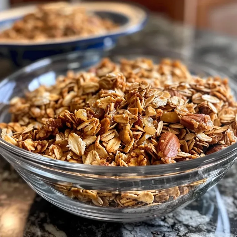 Close-up view of a skillet filled with Maple Cinnamon Granola, showcasing golden oats and a sprinkle of cinnamon.