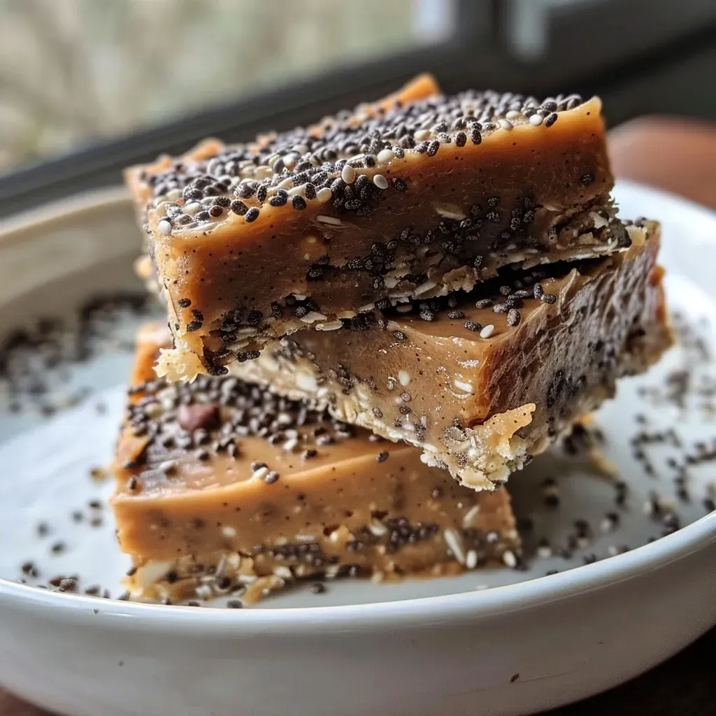 Side angle photo of energy bars made with oats, dates, and natural peanut butter.