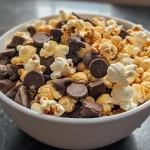 Close-up view of Protein Puppy Chow Popcorn in a large bowl.