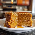 Close-up of a moist Pumpkin Protein Breakfast Cake with pumpkin spice on top.