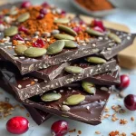 Close-up view of Pumpkin Spice Chocolate Bark with vibrant colors and texture.