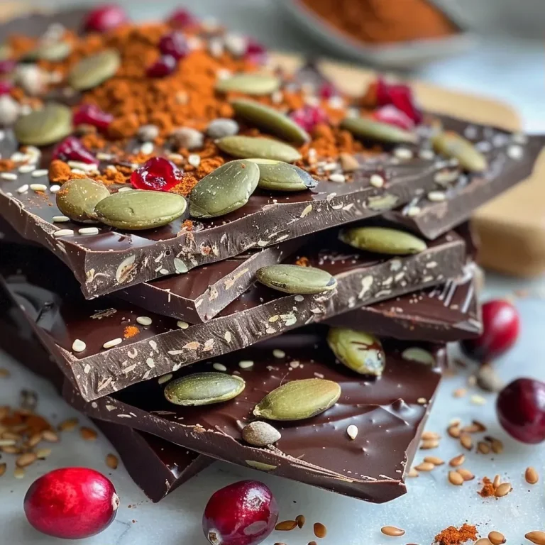 Indulge in Autumn: Easy Pumpkin Spice Chocolate Bark Recipe Close-up view of Pumpkin Spice Chocolate Bark with vibrant colors and texture.