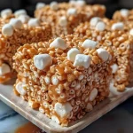 Close-up of Pumpkin Spice Rice Krispie Treats with a textured surface.