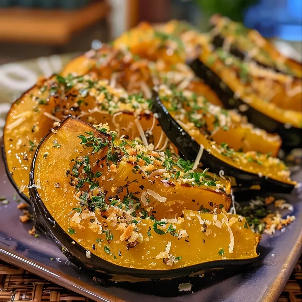 Juicy roasted acorn squash displaying a caramelized surface with spices.