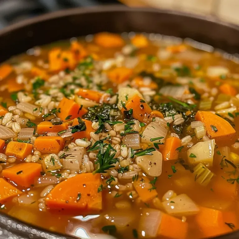 A close-up side view of a steaming bowl of root vegetable soup, showcasing vibrant colors and textures.
