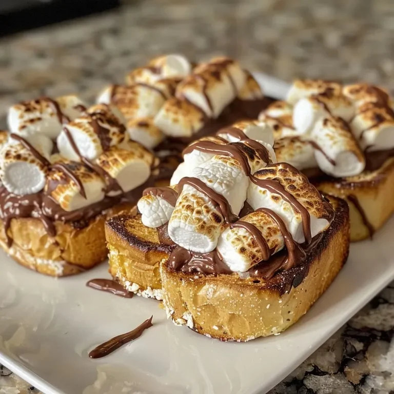 Easy S’mores Twisted Toast: A Fun and Flavorful Treat Close-up shot of S'mores Twisted Toast with melted chocolate and toasted marshmallows.