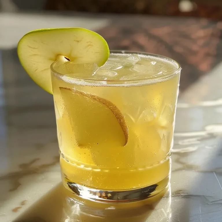 Elevate Your Evenings with This Effervescent Pear & Ginger Delight Close-up of a sparkling pear and ginger cocktail in a glass with bubbles rising.