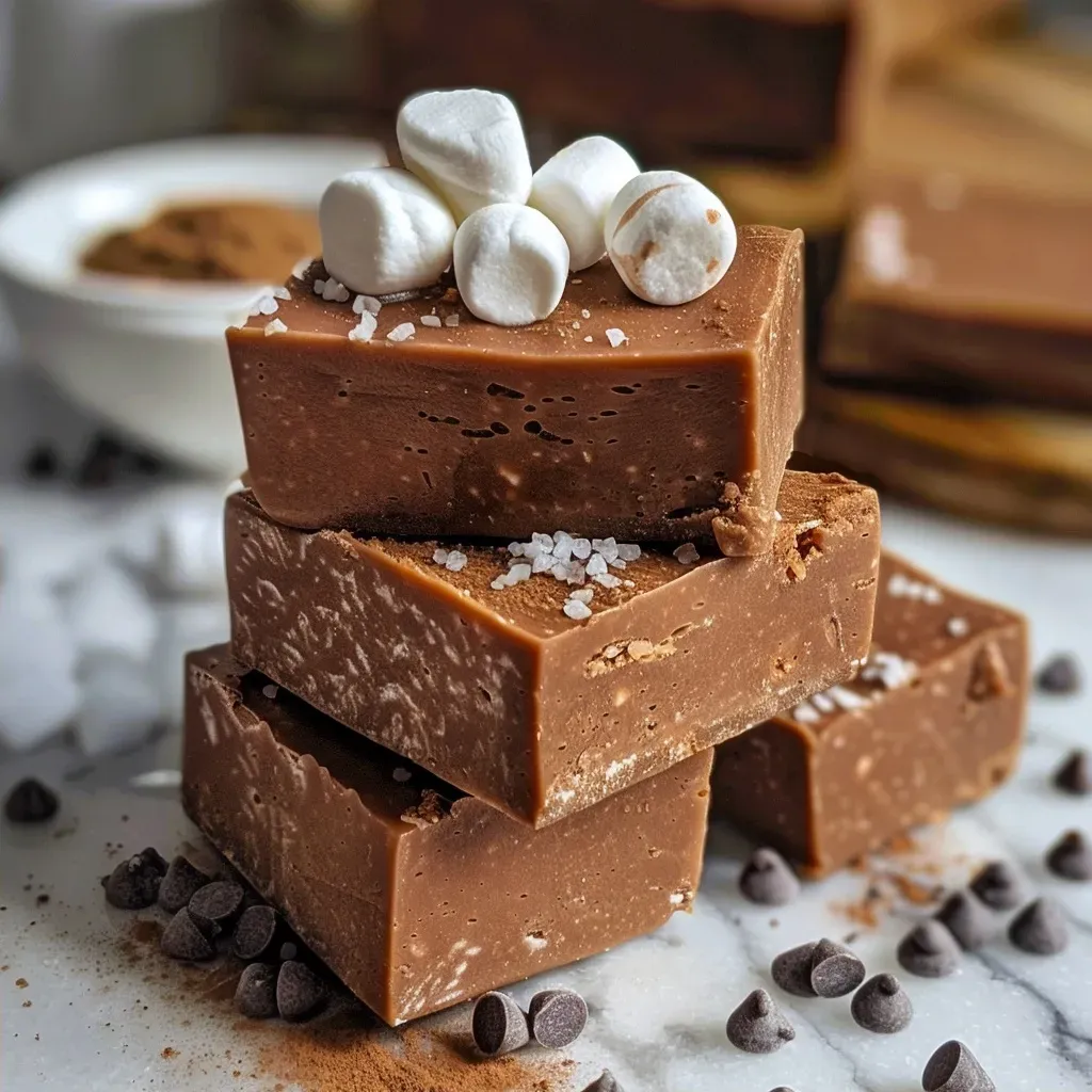Side view image of sugar-free chai fudge with a glossy finish, highlighting spices sprinkled on top.