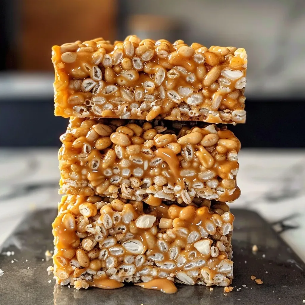 Delicious Superfood Vegan Rice Krispie Treats with visible coconut flakes and pumpkin seeds.