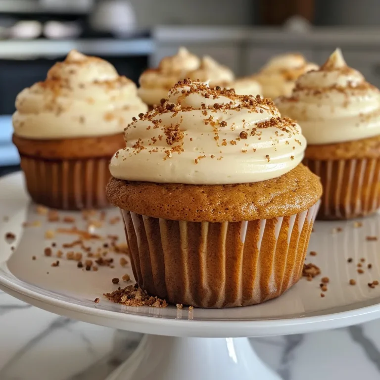 Wholesome Pumpkin Cupcakes: A Guilt-Free Delight for Every Occasion A close-up side view of healthy pumpkin cupcakes topped with cream cheese frosting.