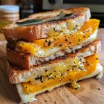 A juicy butternut squash grilled cheese sandwich with melted cheese, framed by crispy sourdough bread.